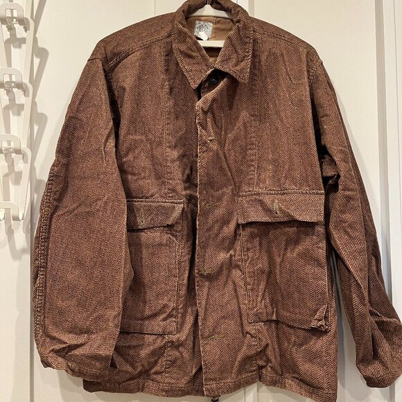 Post O'alls WALKABOUT Men's Shirt Jacket in herringbone print corduroy brown - Picture 1 of 6